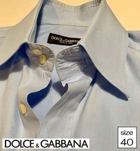 【中古　美品】★DOLCE＆GABBANA★ドルチェ＆ガッバーナ★　長袖シャツ（メンズ）　ブルー　size40　イタリア製　100113