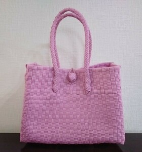  pra basket hand made tote bag basket bag pink MS size 