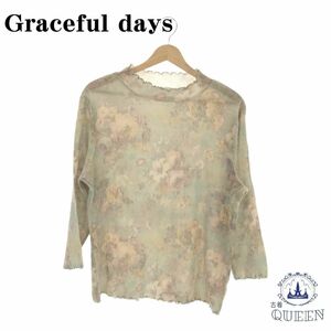 【訳アリ】 Graceful days グレイスフルデイズ トップス カットソー 長袖 花柄 オシャレ カジュアル レディース 総柄 LL 901-3901