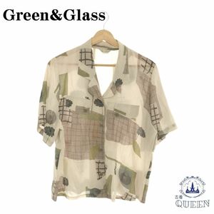 【訳アリ】 Green&Glass トップス カッターシャツ ブラウス 半袖 レディース 総柄 901-3825 送料無料