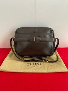 CELINE セリーヌ　ヴィンテージ ショルダーバッグ　レザー　茶　トリオンフ