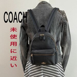 【未使用に近い】COACH コーチ リュックサック バックパック ミニリュック レザー グレー チャーム・カード付き