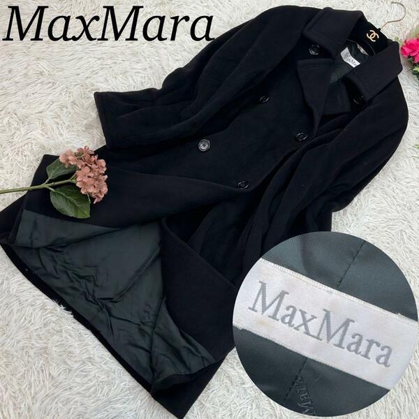 MaxMara カシミヤ マックスマーラ レディース ロングコート ロゴ 総柄