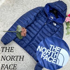 THE NORTH FACE ザノースフェイス メンズ Mサイズ ストレッチ ダウンジャケット 軽量 青 ブルー ロゴ 送料無料 人気モデル アウトドア 
