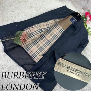 バーバリーロンドン BURBERRY メンズ Lサイズ 黒 ブラック ライナー チェック柄 一枚袖 ロング丈 ダウンジャケット 送料無料