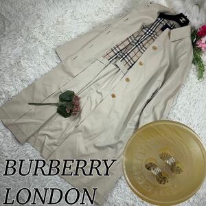 BURBERRY LONDON バーバリーロンドン レディース 2XL 15号 ベージュ 大きいサイズ ステンカラーコート 美品 1枚袖 ノバチェック 送料無料