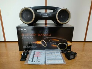 Bluetooth スピーカー TDK TW153 BOOMBOX FMラジオ ACアダプタ 変換アダプタ 取説付き 単3電池駆動OK ブルートゥーススピーカー ブラック