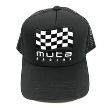 未使用品【ムータ】本物 muta ベースボールキャップ ONE SIZE 帽子 ハット RACING レーシング 黒 コットン×ナイロン メンズ レディース_画像1