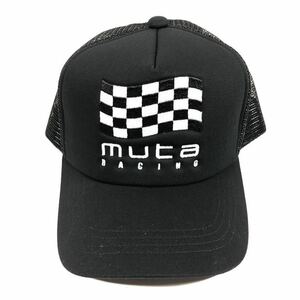 未使用品【ムータ】本物 muta ベースボールキャップ ONE SIZE 帽子 ハット RACING レーシング 黒 コットン×ナイロン メンズ レディース 27