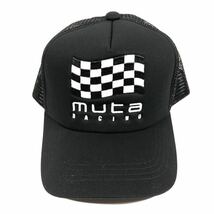 未使用品【ムータ】本物 muta ベースボールキャップ ONE SIZE 帽子 ハット RACING レーシング 黒 コットン×ナイロン メンズ レディース 37_画像1