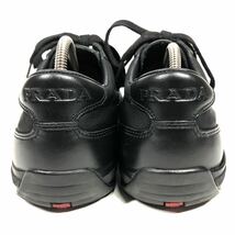 【プラダ】本物 PRADA 靴 25cm ロゴモチーフ 黒 スニーカー カジュアルシューズ ナイロンキャンバス×レザー 男性用 メンズ 6_画像3
