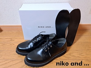美品◆ niko and...（ニコアンド）フェイクレザー プレーントゥ シューズ【M】黒メンズ