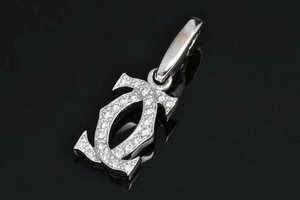  Cartier 2C Logo diamond charm pendant K18WG white gold 