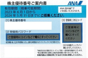  ANA株主優待券 当日迅速対応　2024年5月31日迄 1枚～4枚　番号・パスワード通知　