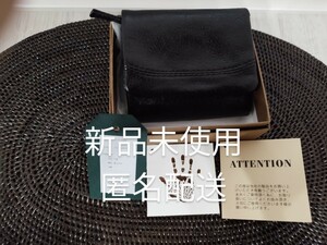 匿名配送】新品　箱付　Creed　三つ折ウォレット　黒　牛革　レザー　コンパクト財布　ミニ財布　井野屋　