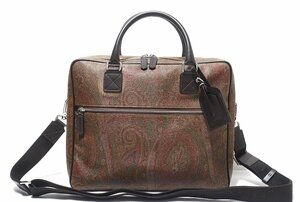  ultimate beautiful goods ETRO Etro arunika2WAY briefcase 0H049peiz Lee pattern PVC× leather men's business bag document bag 