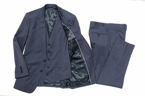  ultimate beautiful goods DOLCE & GABBANA Dolce&Gabbana MARTINI solid three-piece suit setup dark blue va- Gin wool men's 48