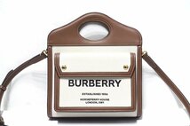 定価17.8万 新品未使用 BURBERRY バーバリー ツートン ミニ ポケットバッグ 2WAY トート ショルダーバッグ 80393611 キャンバス×レザー_画像2