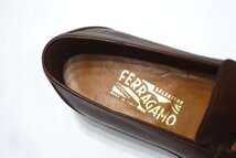 定価10万 極美品 Salvatore Ferragamo フェラガモ ガンチー二 ビット ローファー シューズ カーフ レザー ブラウン メンズ 8 1/2 EE_画像9