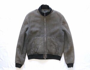  regular price 60 ten thousand superior article dunhill Dunhill mouton jacket sia ring ram leather sheep leather gray series men's L MA-1 blouson 
