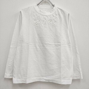 4-0302M♪45R/45rpm 花刺繍 サイズ4 長袖Ｔシャツ カットソー ロンＴ ホワイト フォーティーファイブアールピーエム 224987
