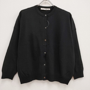 evam eva コットンラミー cotton ramie cardigan E231K055 クルーネック カーディガン ブラック エヴァムエヴァ 4-0302M 224477