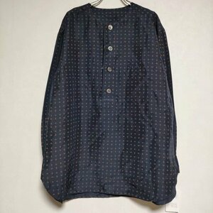 4-0319M∞ARTS&SCIENCE 未使用品 Collarless shirt シルク 0223-L6208-2126 ブラウス シャツ ネイビー アーツ&サイエンス 234266