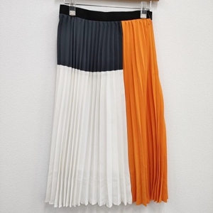 Graphpaper 新品 Satin Block Pleats Skirt GL203-40005 定価28600円 00 スカート ホワイト オレンジ グラフペーパー 4-0310M# F95611