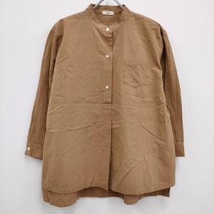 HAU 1211-0158 stand collar shirts noble サイズF スタンドカラー プルオーバー ブラウス シャツ ブラウン ハウ 4-0310M 231441