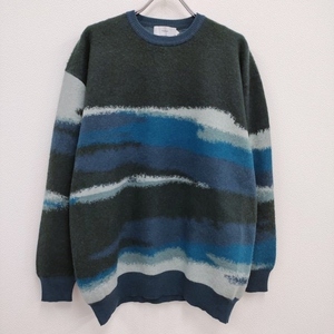 Graphpaper 新品 Jacquard Crew Neck Knit GU233-80281 定価41800円 サイズ1 ニット グリーン ブルー グラフペーパー 4-0314T# F95829