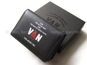  rare *VAN JAC Van ja Kett * brand Logo motif card-case * cow leather card inserting black / card-case 70'sa- kai vu series 