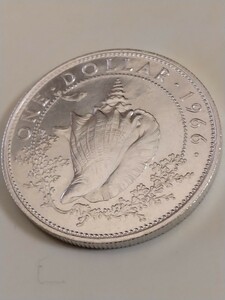 バハマ 1966 1ドル銀貨 Conch shell