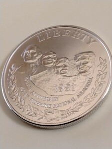 アメリカ 1991p 1ドル銀貨 Mount Rushmore Golden Anniversary