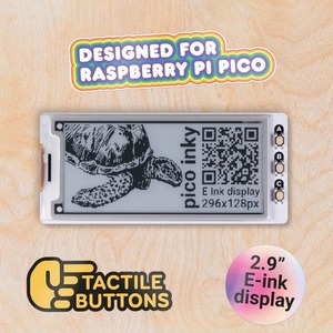 Pico Inky Pack 型番：PIM634 / Raspberry Pi Pico / Pico W 用の2.9インチのモノクロ電子ペーパー / Pimoroni