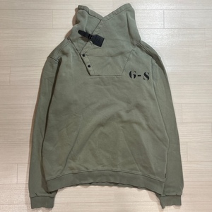 G-STAR RAW/ジースターロゥ/AERO SW L/S/エアロスウェット ロングスリーブ/レザーベルト/ステンシル調プリント/クロスハイネック/XXXL