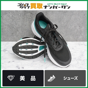 【美品 紐タイプ】アディ ダス adidas レディース スパイクレス シューズ ブラック/ブルー/ホワイト ゴルフシューズ 靴 22.5cm GV9765