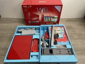 ☆ Wii ☆ Nintendo Wii アカ 北米版 動作品 本体 Wiiリモコンプラス ソフト センサーバー ヌンチャク マリオ ニンテンドー 任天堂 9699