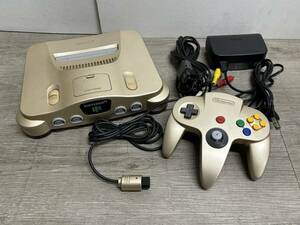 ☆ N64 ☆ ニンテンドウ64 ゴールド 動作品 本体 コントローラー アダプター ケーブル 付属 Nintendo64 ニンテンドー 任天堂 5610