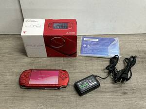 ☆ PSP ☆ プレイステーションポータブル psp-3000 ラディアントレッド 動作品 本体 バッテリー アダプター 箱 説明書 付属 3379