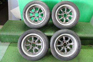 壱 ワタナベ RS-8 14 6.5J＋7 4穴 4H PCD114.3 Aタイプ スピードスター SSR 185/55R14 4本 8スポーク アルミホイール AE86 35300 4X626