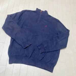 3776☆ POLO BY RALPH LAUREN ポロ ラルフローレン トップス ニット ハーフジップセーター メンズ LL ネイビー