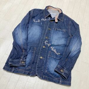 3881* Karl Helmut Karl hell m tops Denim jacket casual damage processing men's M indigo 