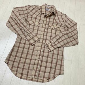 3882☆ Levi's リーバイス トップス シャツ 長袖シャツ ウエスタンシャツ メンズ S ベージュ チェック柄