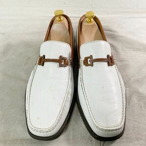 3885☆ MORESCHI モレスキー シューズ 靴 レザーシューズ スリッポン カジュアルシューズ メンズ EUR7.5 ホワイトの画像5