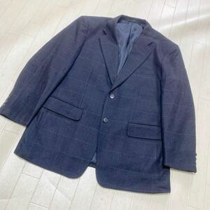 3889☆ albante uomo トップス アウター テーラードジャケット カシミヤジャケット メンズ 96AB5 ネイビー ウインドペーン