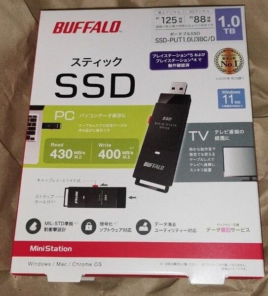 未開封 BUFFALO SSD-PUT1.0U3BC/D (USB3.2 Gen1 外付SSD 1TB)