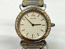 ◇◇稼働 SEIKO セイコー CREDOR クレドール 18KT JAPAN SA70 0500 D 5A70-0210 クォーツ ベゼルダイヤ シルバー×ゴールド レディース◇◇_画像2