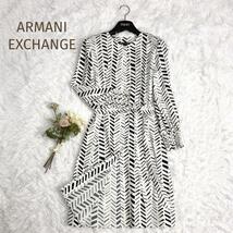 新品タグ付☆ARMANI EXCHANGE☆アルマーニエクスチェンジ　総柄シャツワンピース リボン サイズ2_画像1