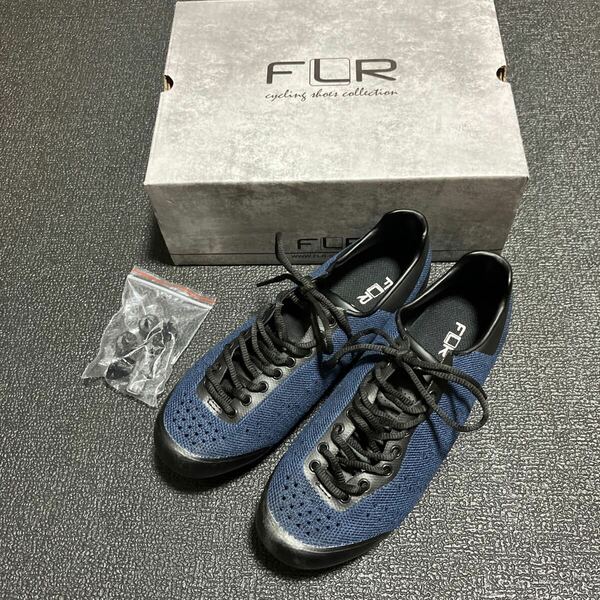 FLR F-55 KNIT LACE 25.6cm EU40 US7.5 UK6.5 SPDシューズ ビンディングシューズ MTB ロードバイク シクロクロス グラベル ネイビー