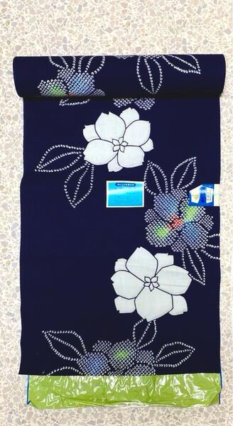 浴衣反物 反物 浴衣 材料 リメイク素材 未仕立て ハンドメイド 紺色 シミあり